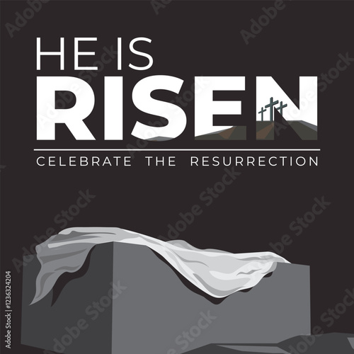 Illustration of the Resurrection of Christ. An empty tomb.