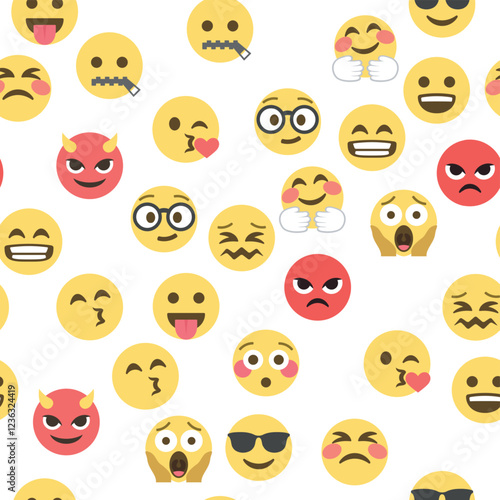 Seamless pattern of emoticons and emoji, emoji vector illustration, emoji background for social network.