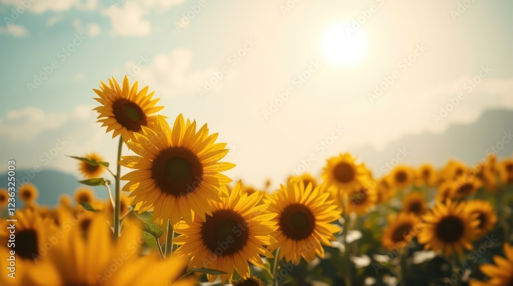 Obraz premium sunflower field with sky