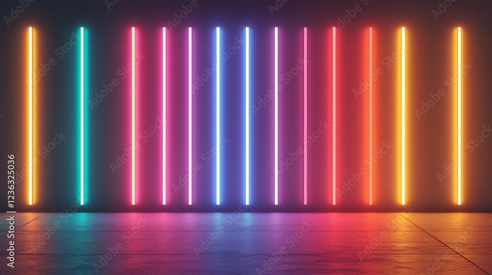 Colorful Neon Lights Illuminate Dark Room Colorful Neon Lights Illuminate Dark Room