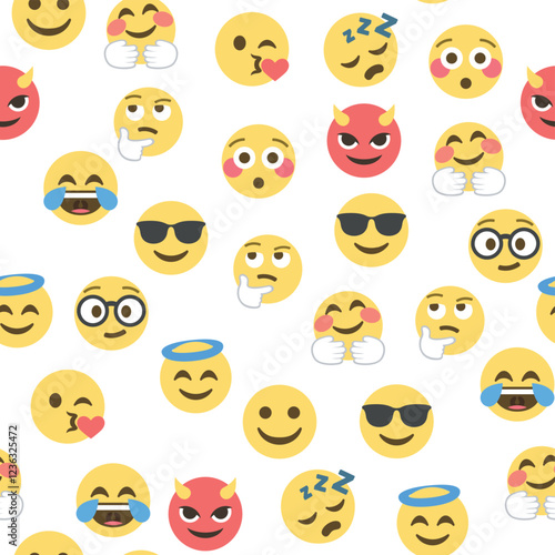 Seamless pattern of emoticons and emoji, emoji vector illustration, emoji background for social network.