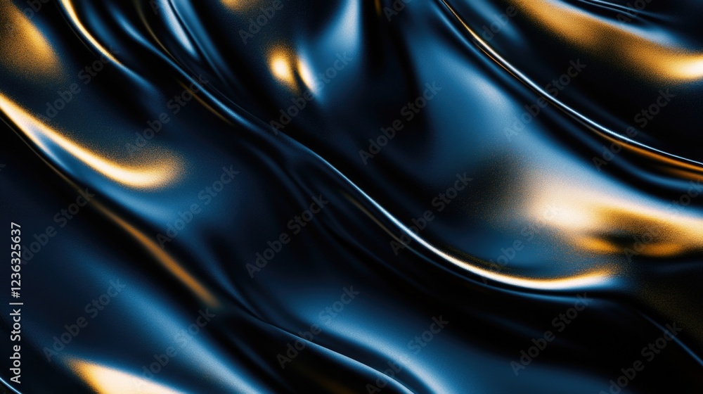 Fototapeta premium Abstract swirling pattern of blue and gold textures. Modern, futuristic background for design or abstract art.