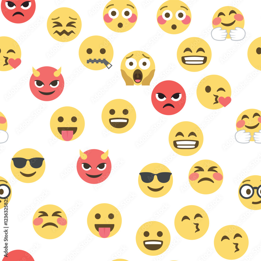 Seamless pattern of emoticons and emoji, emoji vector illustration, emoji background for social network. Seamless pattern of emoticons and emoji, emoji vector illustration, emoji background for social network.