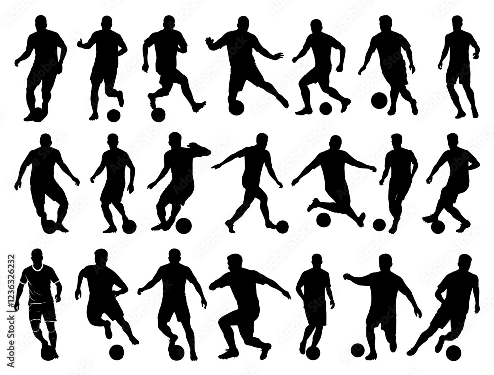 SOCCER PLAYERS SILHOUETTE ON WHITE BACKGROUND SOCCER PLAYERS SILHOUETTE ON WHITE BACKGROUND
