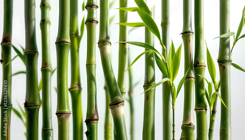Fototapeta premium Lush Green Bamboo Shoots Vibrant Natural Serenity Background