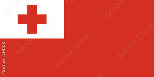 The flag of Tonga, with accurate proportions and official colors. Vector image.