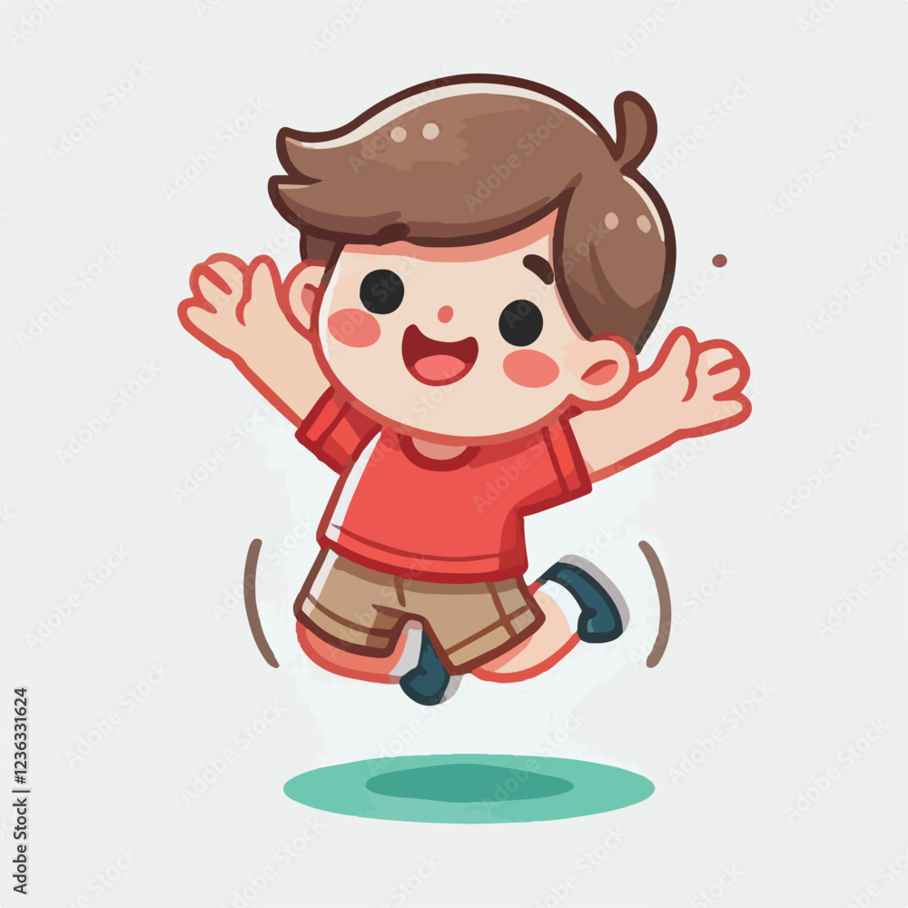 vector of small children jumping happily vector of small children jumping happily