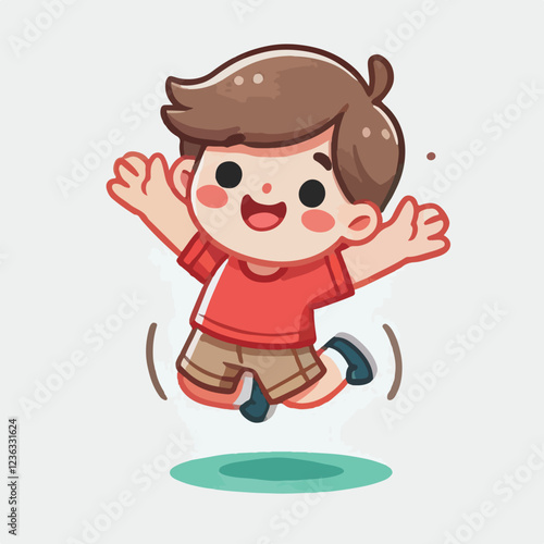 vector of small children jumping happily