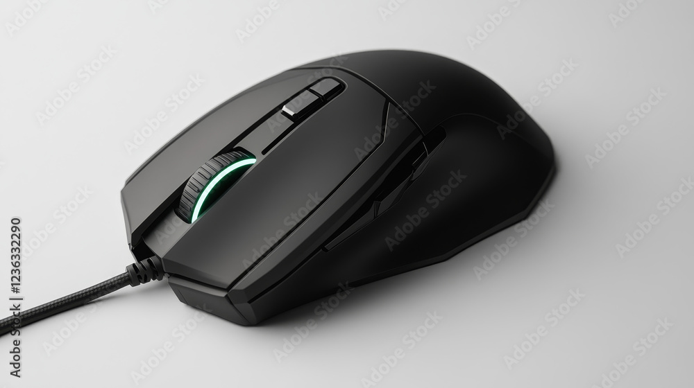 Matte Black Gaming Mouse – Modern Design on Light Grey Background Matte Black Gaming Mouse – Modern Design on Light Grey Background