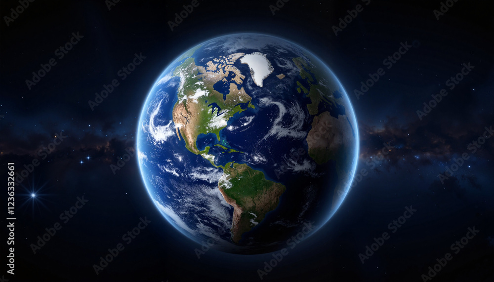 Fototapeta premium Earth planet view against a starry background