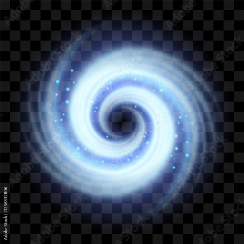 Swirling fresh air. Bright blue vortex swirl. Air purity and fluidity. Abstract aqua design evokes freshness and clarity.
