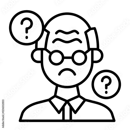 Alzheimer illness Icon, confusion, eldery