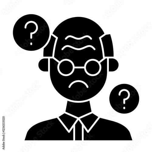 Alzheimer illness Icon, confusion, eldery