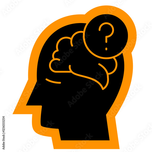 Alzheimer illness Icon, confusion, eldery