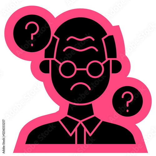 Alzheimer illness Icon, confusion, eldery