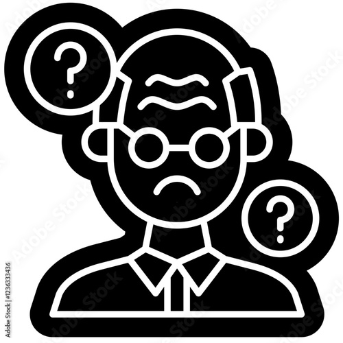 Alzheimer illness Icon, confusion, eldery