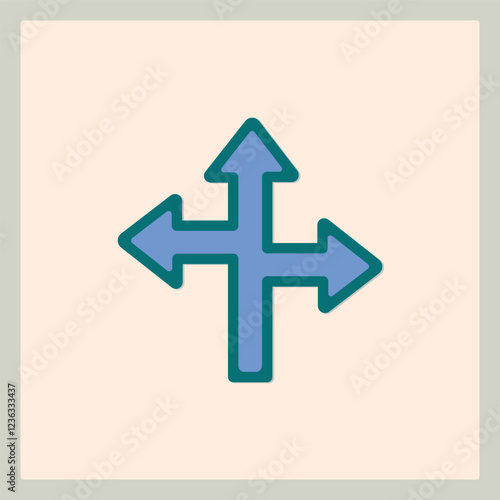 Simple direction icon with four arrows pointing in different ways for easy navigation