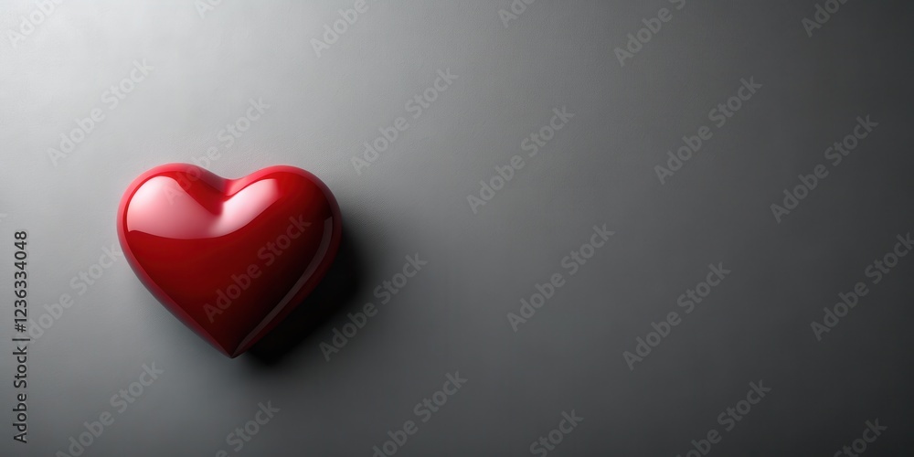 A single red heart shape against a gray background, a simple yet powerful symbol of love, affection, and care. A single red heart shape against a gray background, a simple yet powerful symbol of love, affection, and care.