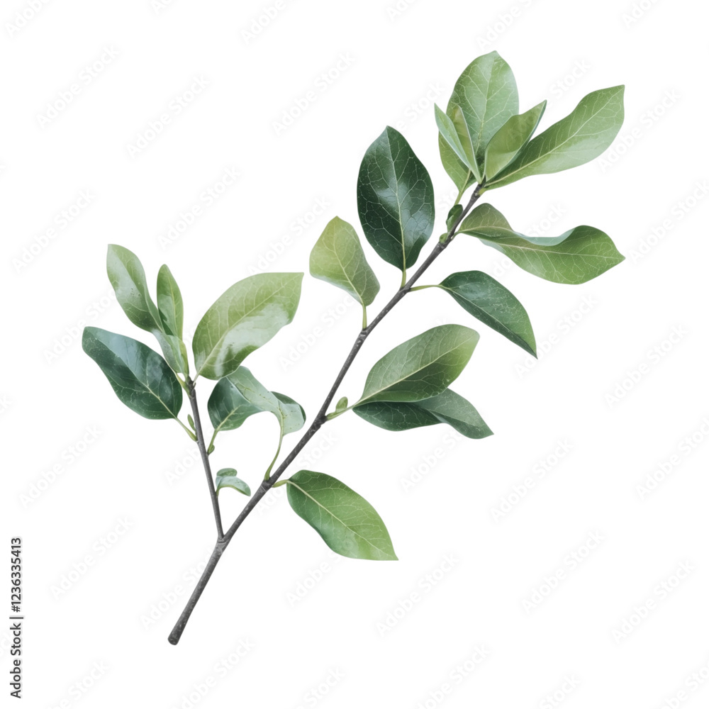Fototapeta premium Realistic Botanical Green Leaf Branch with Natural Details