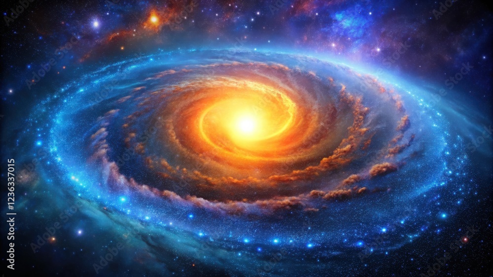 A mesmerizing cosmic swirl with vibrant hues, swirling galaxies and a bright starburst at the center. The image showcases the vastness and beauty of the universe. A mesmerizing cosmic swirl with vibrant hues, swirling galaxies and a bright starburst at the center. The image showcases the vastness and beauty of the universe.