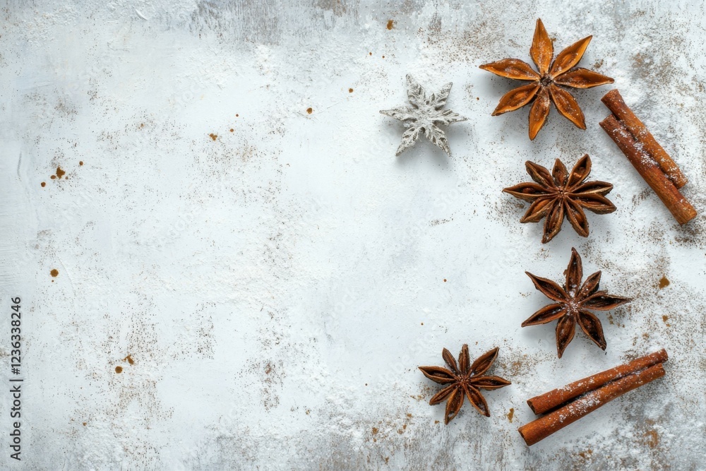 Fototapeta premium Star Anise and Cinnamon on Rustic Background