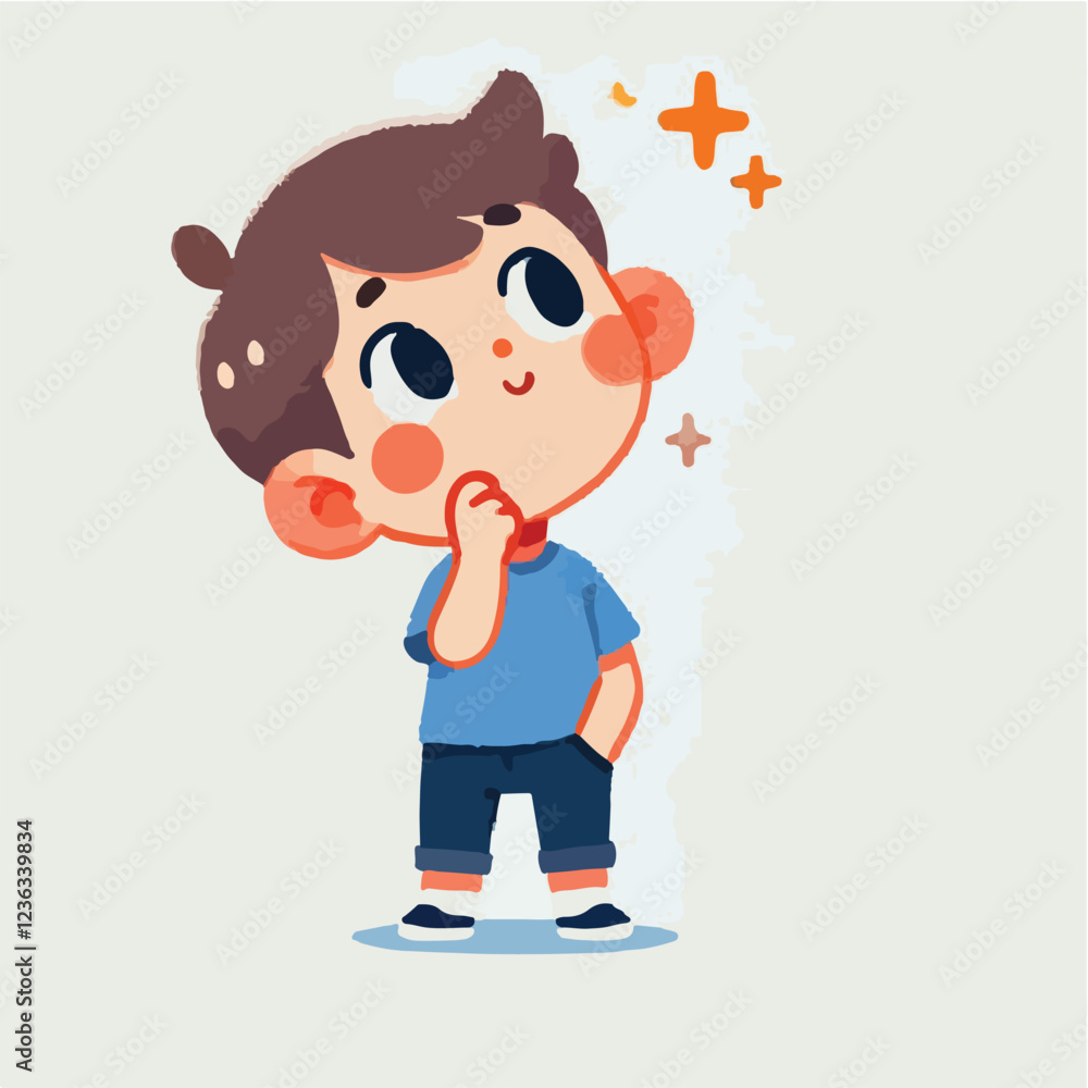 vector of a small child thinking vector of a small child thinking