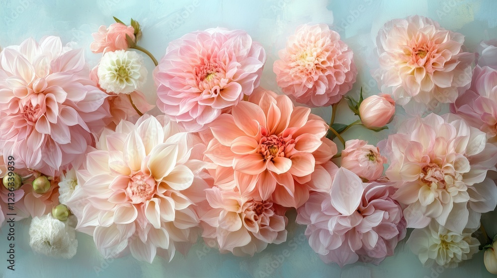 An artistic capture of a bouquet of flowers in soft pastel tones An artistic capture of a bouquet of flowers in soft pastel tones