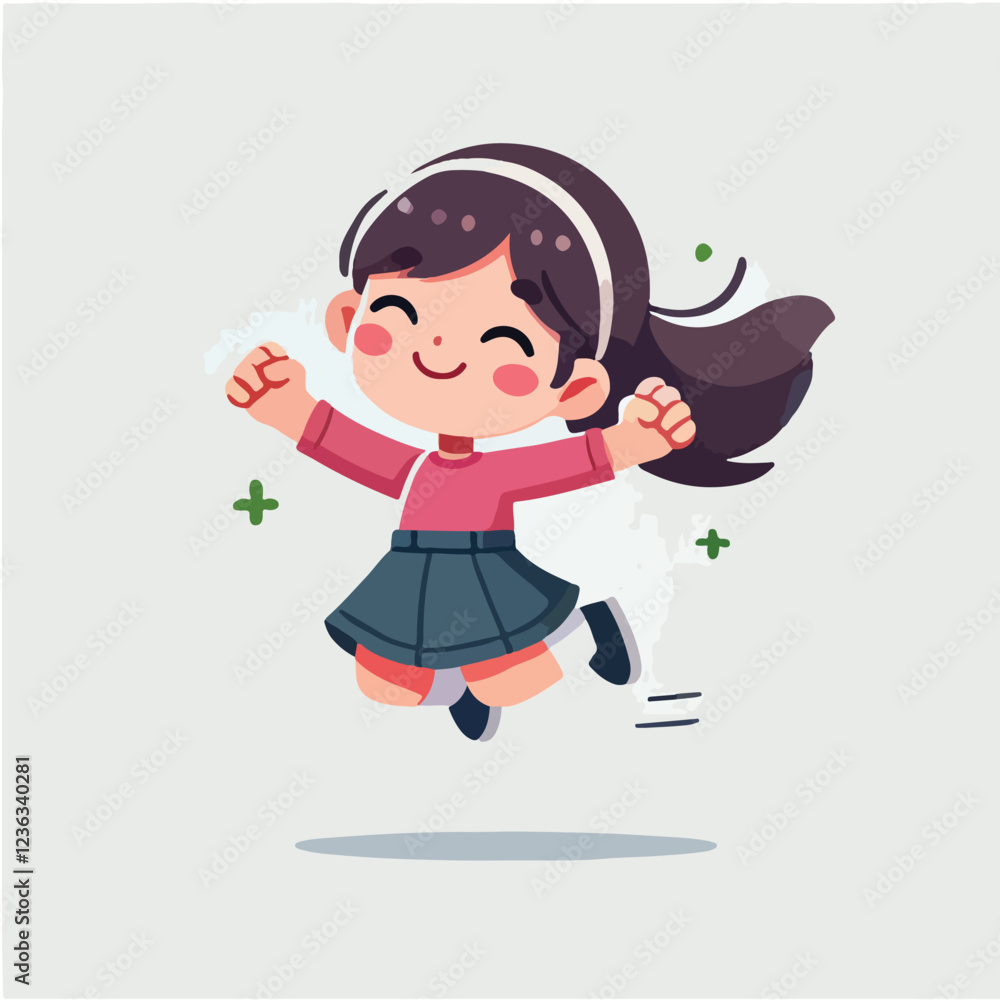 vector of small children jumping happily vector of small children jumping happily