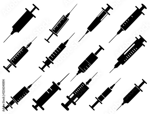 SYRINGE SILHOUETTE ON WHITE BACKGROUND