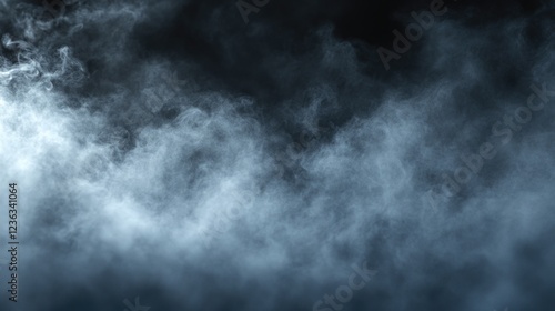 A dramatic sky filled with heavy dark clouds and mist, suggesting an impending storm or turbulent weather conditions.