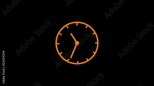 Wallpaper Mural yellow clock icon with moving arrows in 12 hour loop. Stopwatch animation. Alpha channel Torontodigital.ca