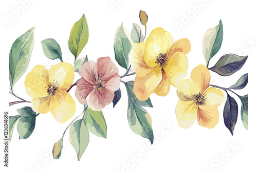 A big set of watercolor elements perfect for manual composition, including intricate flower illustrations and creative artistic elements to bring life to detailed floral designs.