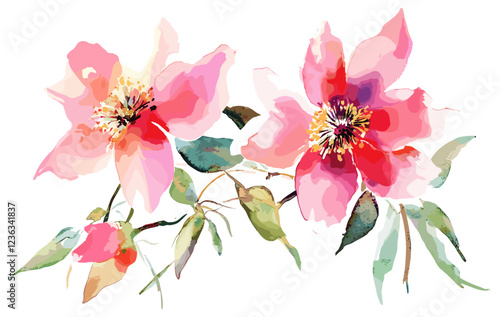 Watercolor flowers in a big set, with a focus on manual composition techniques, including detailed illustration elements that highlight artistry and the beauty of floral designs.