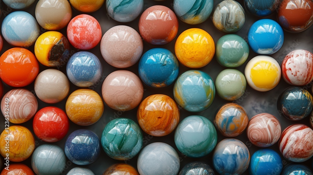 A creative visualization of colorful marbles arranged in playful patterns A creative visualization of colorful marbles arranged in playful patterns
