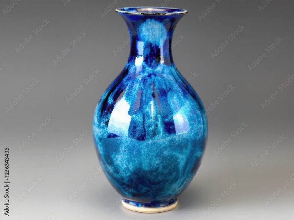 Elegant Blue Glazed Ceramic Vase with Gradient Pattern Elegant Blue Glazed Ceramic Vase with Gradient Pattern