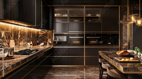 Elegant Luxury Kitchen – Stylish Countertop & Modern Equipment