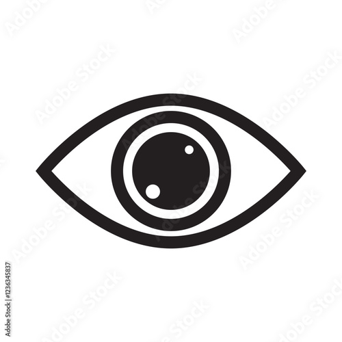 Eye icon shape. Vision symbol graphic. Minimal outline vector. Observing watch concept.