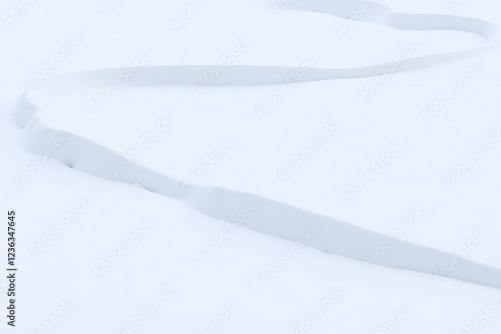 Fototapeta premium Serene winter landscape with gentle snowdrift curves in isolated setting