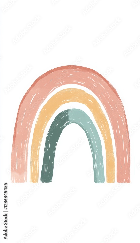 Minimalist illustration of a rainbow, in a nursery art style drawing Minimalist illustration of a rainbow, in a nursery art style drawing