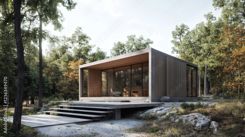 Modern Minimalist Cabin in Wooded Setting Modern Minimalist Cabin in Wooded Setting