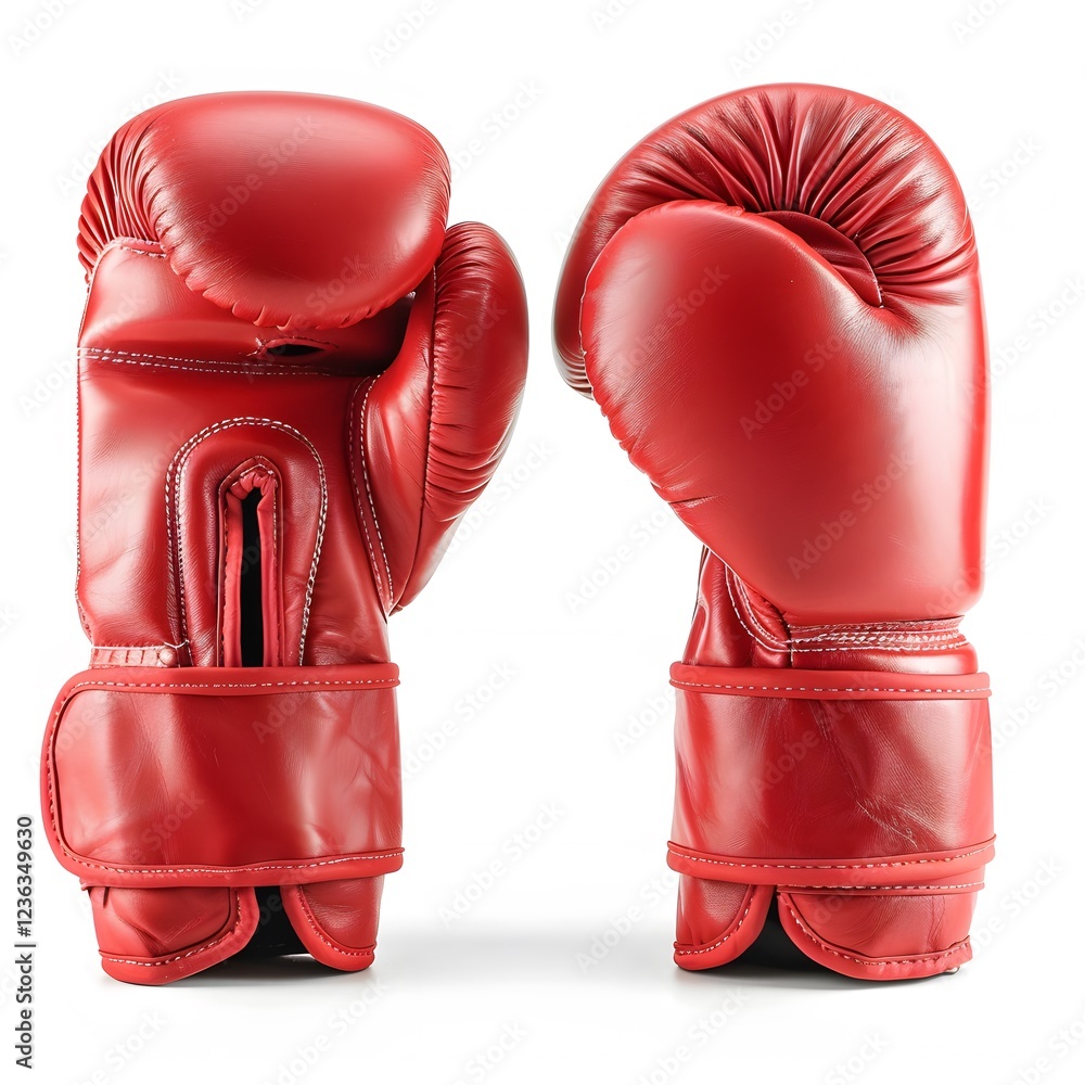 Bright Red Boxing Gloves Isolated on White Background for Sport Bright Red Boxing Gloves Isolated on White Background for Sport