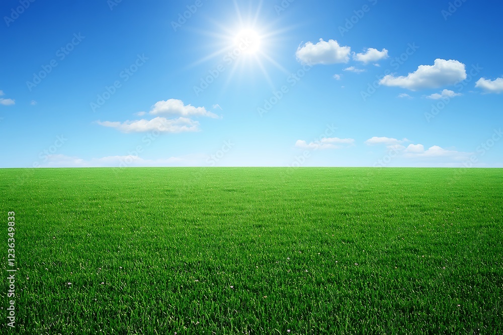 Vast Green Meadow Under a Clear Blue Sky Vast Green Meadow Under a Clear Blue Sky