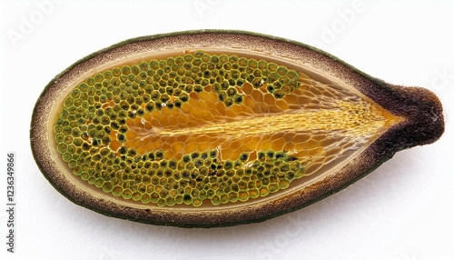 pollen grain of common ragweed showing exine structure on white background photo