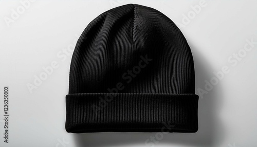 a plain black mockup beanie hat isolated on a white background for versatile casual wear