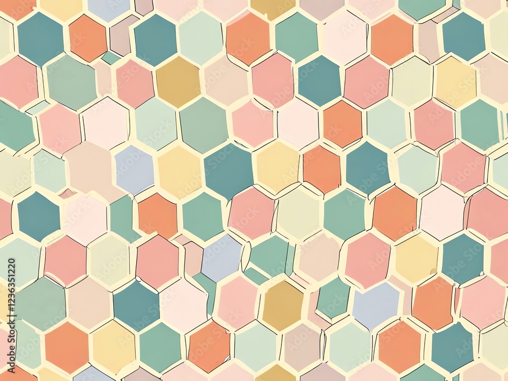 Abstract Honeycomb Pastel Hexagon Mosaic Pattern Design Abstract Honeycomb Pastel Hexagon Mosaic Pattern Design