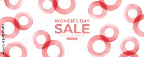 Women's Day Sale commercial banner with number 8 pattern for International Women's Day holiday shopping promotion. Vector illustration.