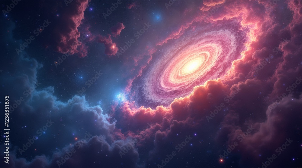 Obraz premium colorful cosmic galaxy scene featuring vibrant stars and a swirling nebula in space