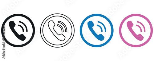 Phone icon vector set, phone call colorful icons in flat style isolated on white background.