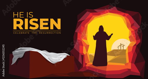 Illustration of Jesus rising out of his grave