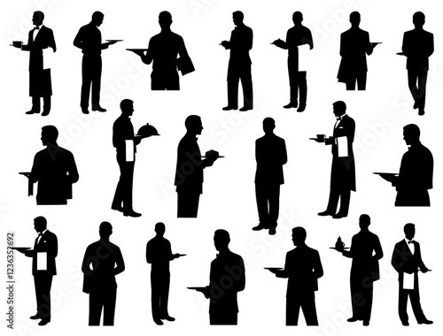 WAITERS SILHOUETTE ON WHITE BACKGROUND